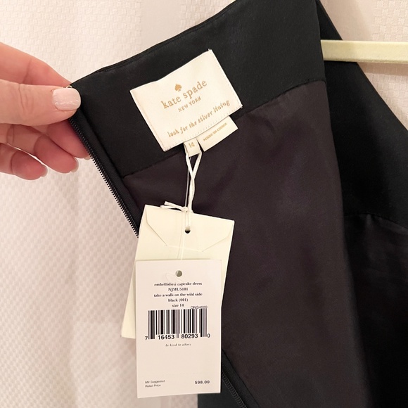 Kate Spade Embellished Cupcake Dress Take a Walk on the Wild Side Black Sz14 NWT - Picture 10 of 16